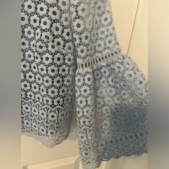 J. Crew Blue Daisylace Bell Sleeve Party Top - Picture 9 of 14